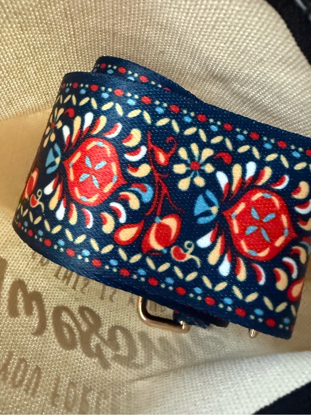 Guitar purse bag strap floral Bohemian pattern NWOT w/ pouch - Picture 3 of 14